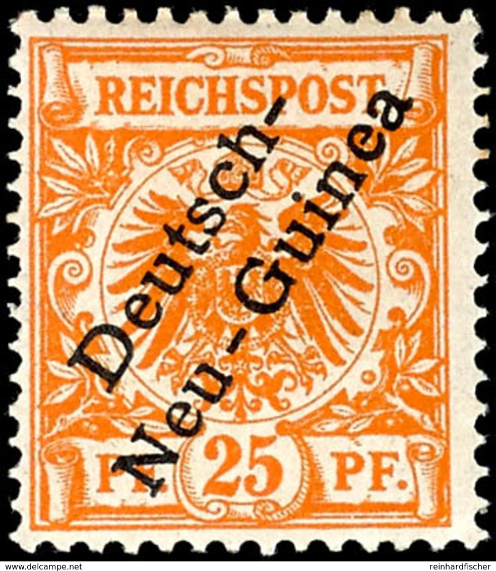 25 Pfg. Gelblichorange Mit Aufdruckfehler "zweites E In Neu - Guinea Offen", Ungebraucht, Fotobefund Provinsky BPP, Mi.  - Nuova Guinea Tedesca