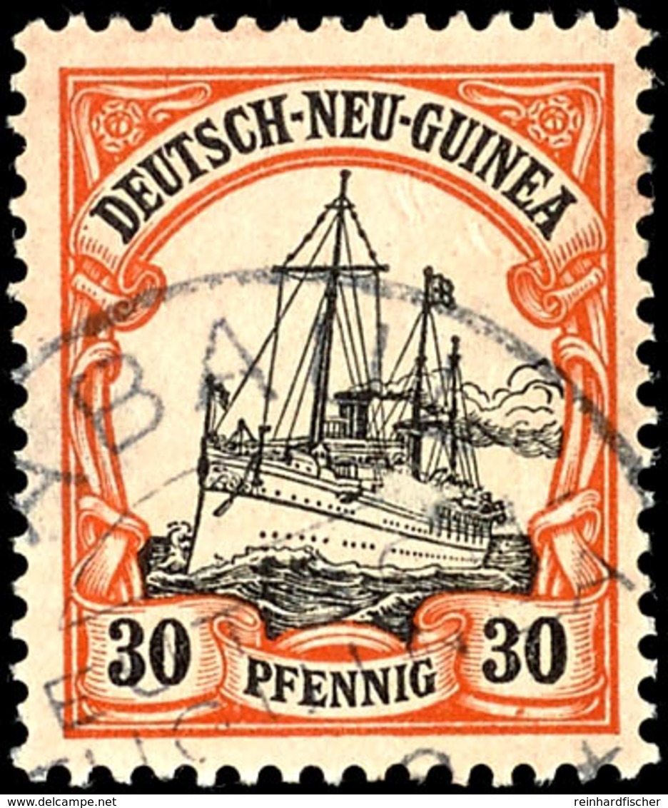 30 Pfg Schiffszeichnung, Nicht Gelisteter Plattenfehler Auf Feld 94 "Farbpunkt Unter Rechter 30",gest. RABAUL, Kl. Schür - German New Guinea