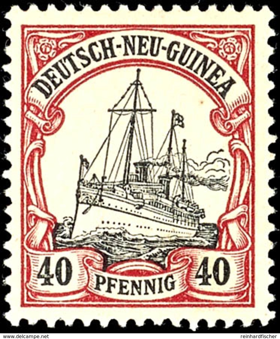 40 Pfg Schiffszeichnung, Nicht Gelisteter Plattenfehler "zusätzlicher Strich Rechts An Dampffahne", Ungebr., Katalog: 13 - German New Guinea