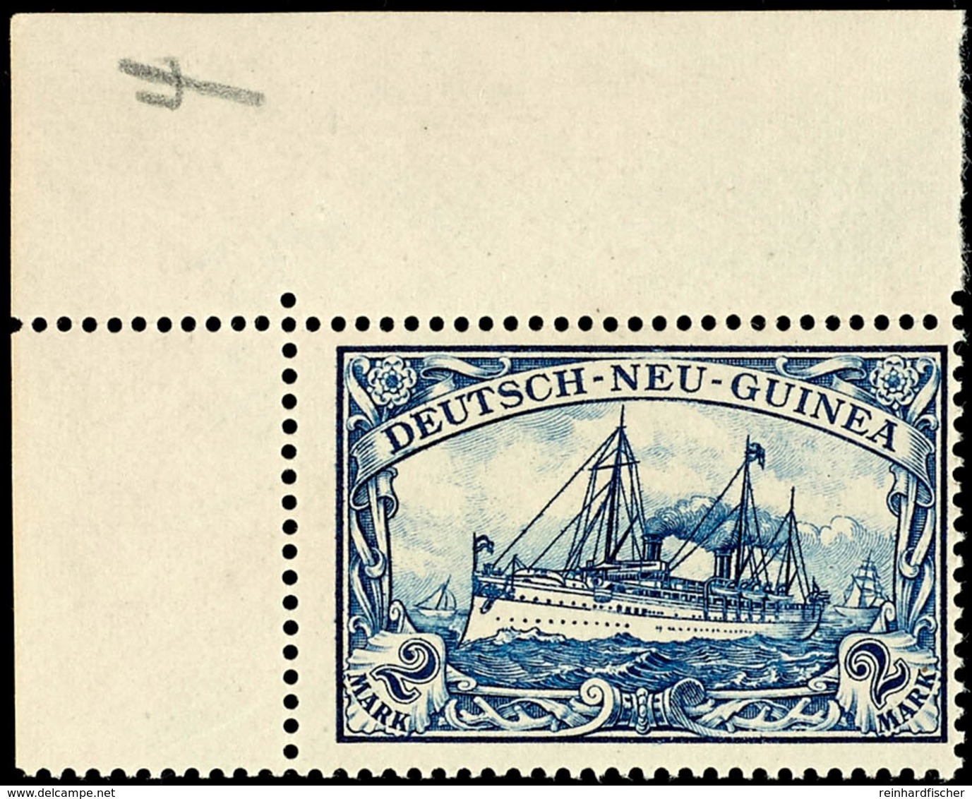 2 M. Kaiseryacht, Postfrisch Aus Der Linken Oberen Bogenecke, Katalog: 17 ** - German New Guinea