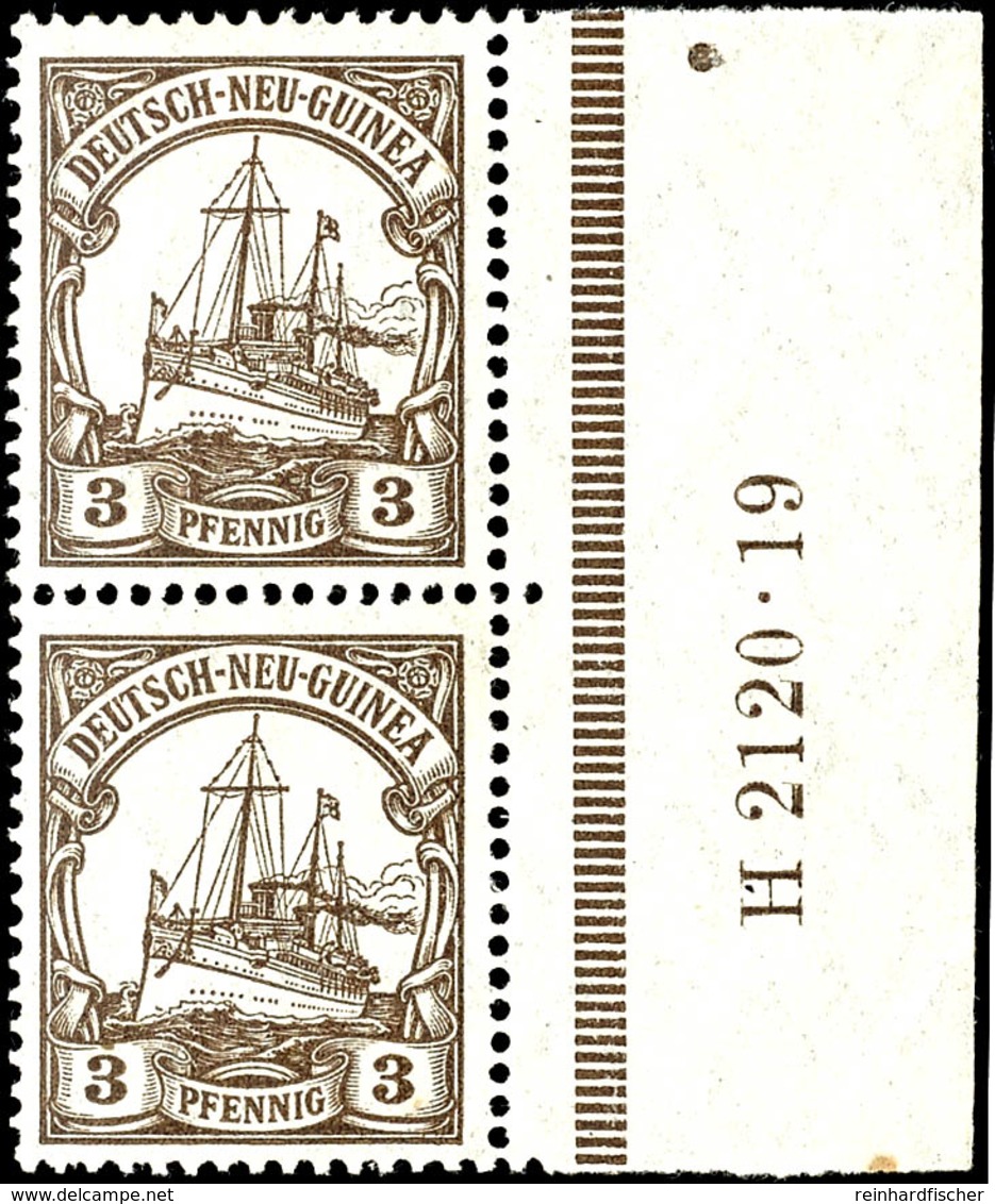 3 Pfg. Kaiseryacht, Senkrechtes Paar Vom Bogenunterrand Mit HAN "  H 2120 .19", Ungebraucht, Katalog: 24HAN * - German New Guinea