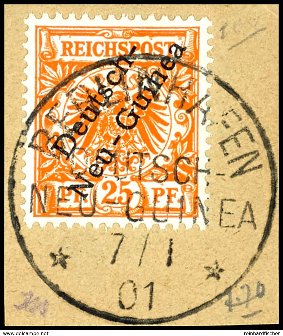 BERLINHAFEN 7/1 01, Klar Auf Briefstück 25 Pfg Krone/Adler Dunkelorange, Katalog: 5b BS - Nuova Guinea Tedesca