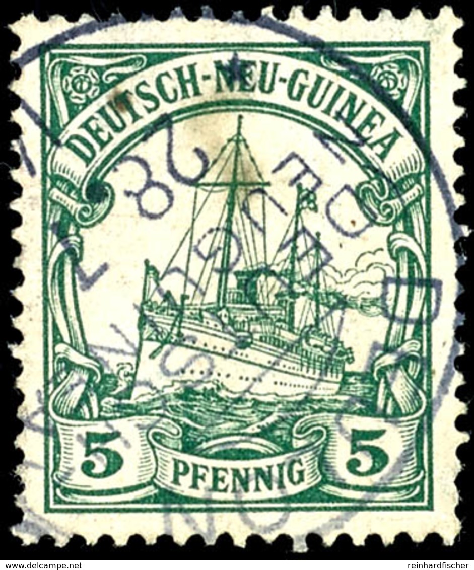 DEULON 28.7 14, Klar Und Zentr. Auf 5 Pfg Schiffszeichnung, Kriegspost! Kurzbefund R.F.Steuer BPP: "echt, Kl. Mängel" (r - German New Guinea