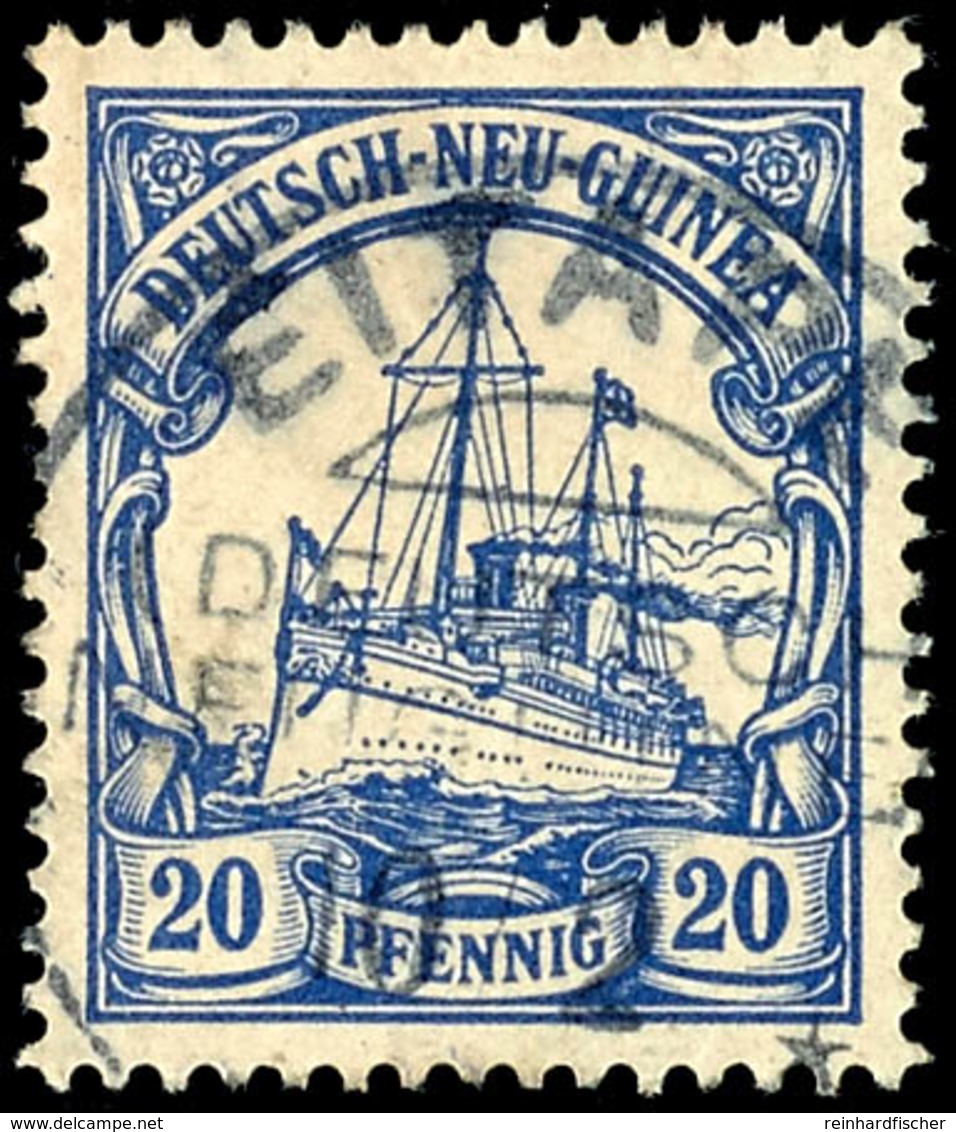 EITAPE 10/2 Klar Und Zentr. Auf 20 Pfg Schiffszeichnung, Gepr. Pfenninger, Katalog: 10 O - Deutsch-Neuguinea