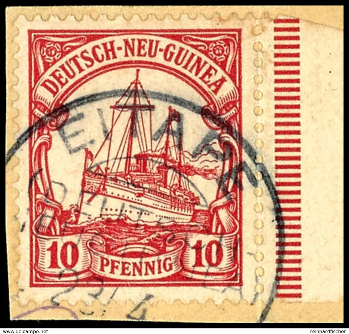 EITAPE 23/4, Klar Auf Briefstück 10 Pfg Kaiseryacht Mit Rechtem Rand, Katalog: 9 BS - German New Guinea