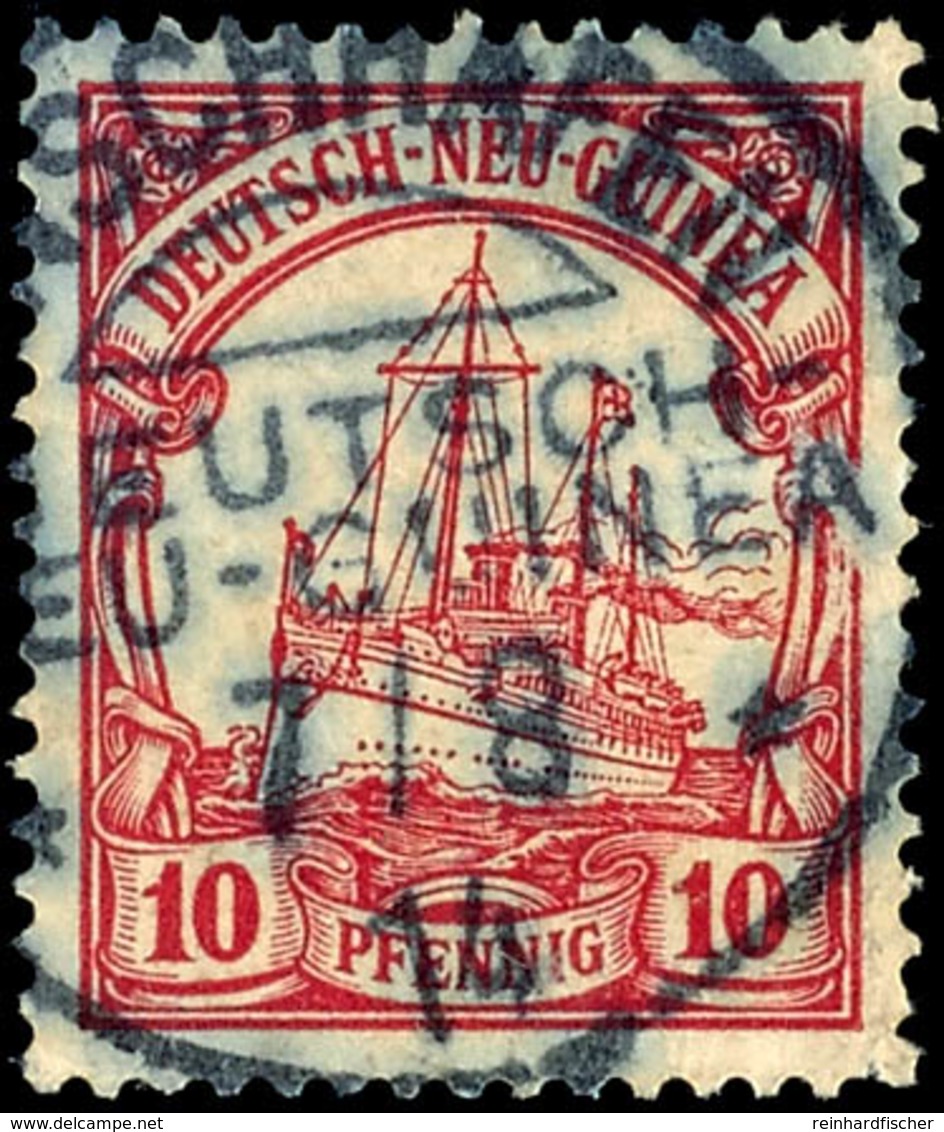 FINSCHHAFEN 7/8 14, Klar Und Zentr. Auf 10 Pfg Kaiseryacht, Kriegsdatum!, Katalog: 9 O - Nuova Guinea Tedesca