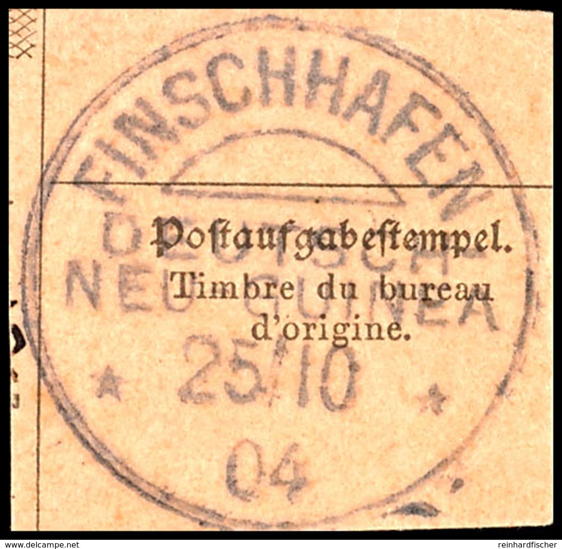 FINSCHHAFEN DNG 25/10 04, Klar Auf Postanweisungsausschnitt  BS - Deutsch-Neuguinea