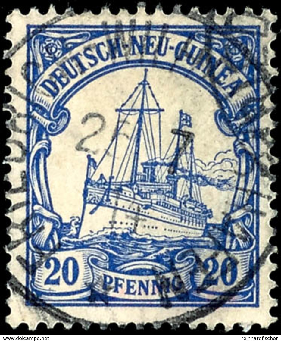 FRIEDRICHS-WILHELMSHAFEN 25/7 14, Klar Und Zentr. Auf 20 Pfg Schiffszeichnung, Sign. Pauligk, Kriegspost, Katalog: 10 O - Deutsch-Neuguinea