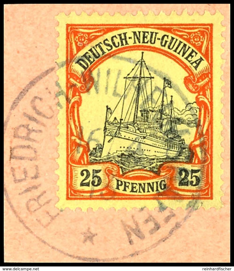 FRIEDRICHS-WILHELMSHAFEN 16/4 13, Klar Auf Postanweisungsausschnitt 25 Pfg Schiffszeichnung, Katalog: 11 BS - German New Guinea