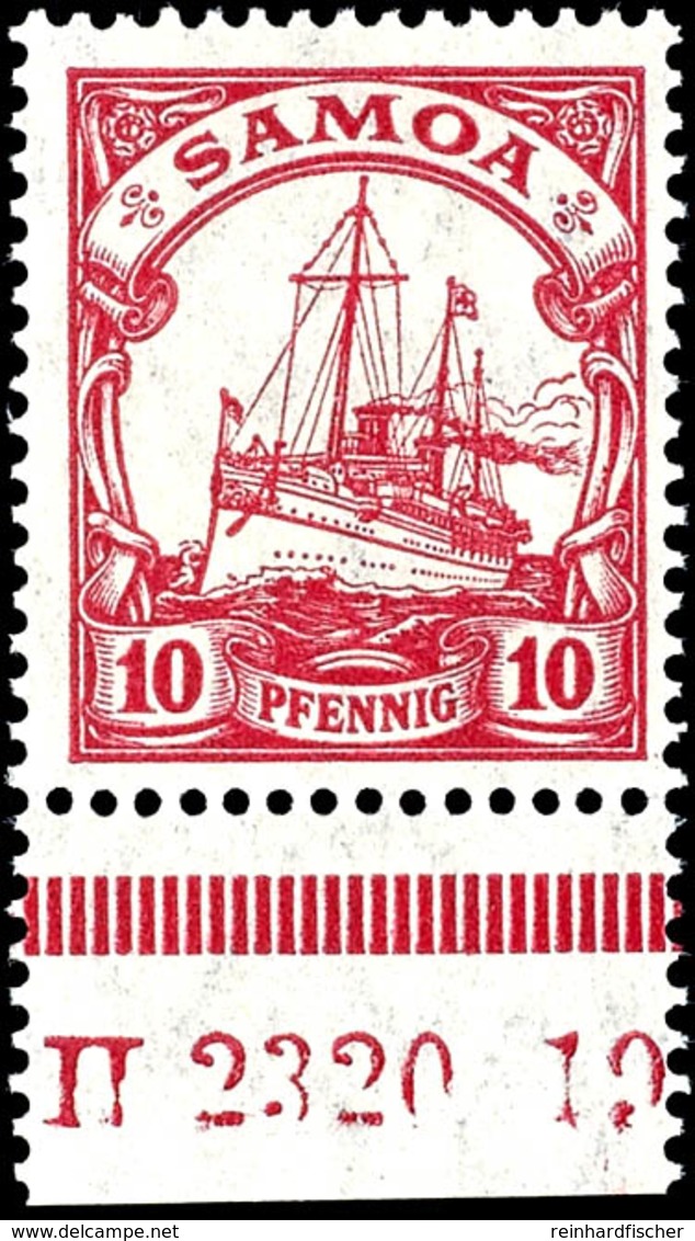 10 Pfg. Kaiseryacht Vom Bogenunterrand Mit HAN "H 2320 . 19", Postfrisch, Katalog: 22HAN ** - Samoa