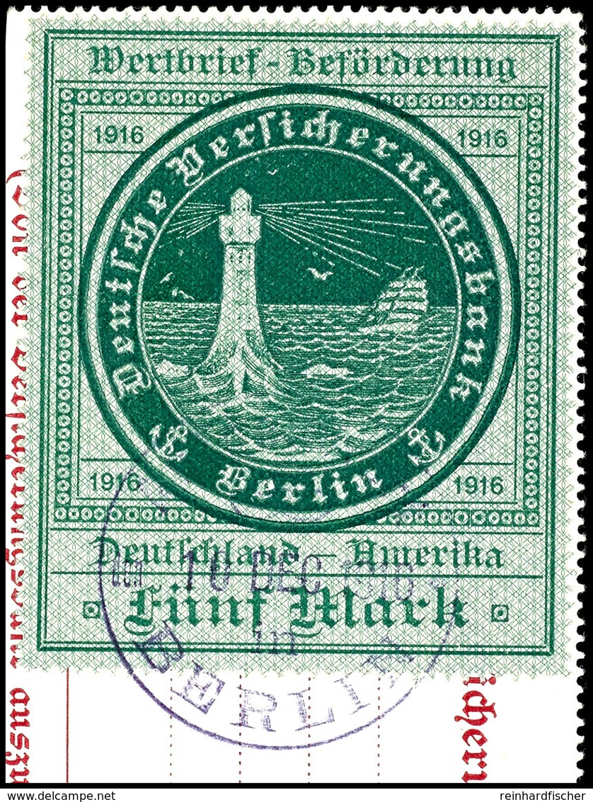 5 Mark Grün "Wertbrief-Beförderung", Entwertet Mit EKr. "Aufgeliefert Den 10. DEC 1916 In BERLIN" Auf Ausschnitt Eines W - Other & Unclassified