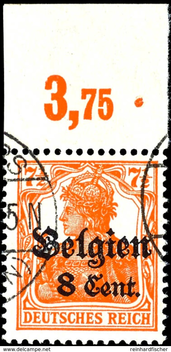 8c. Auf 71/2 Pfg. Rötlichorange, Zw 1,3, Vom Oberrand, Gestempelt, Sign. Hey BPP, Mi. Ohne Preis, Katalog: 13bIIPOR O - Altri & Non Classificati