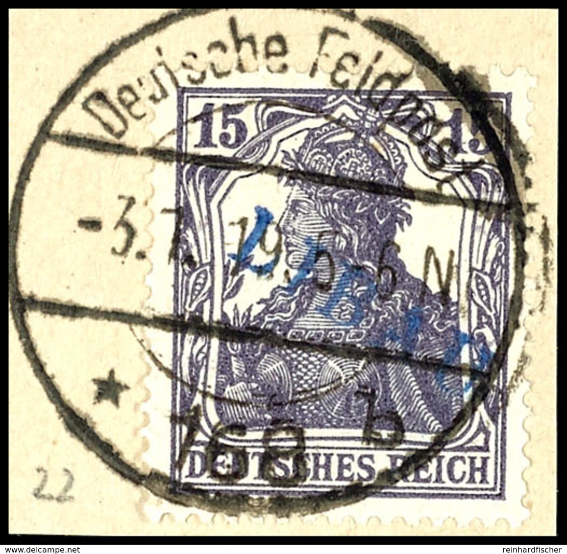 15 Pfg Germania, Type II, Aufdruck A Auf Briefstück, Mi. 400,-, Katalog: 3Ba BS - Other & Unclassified