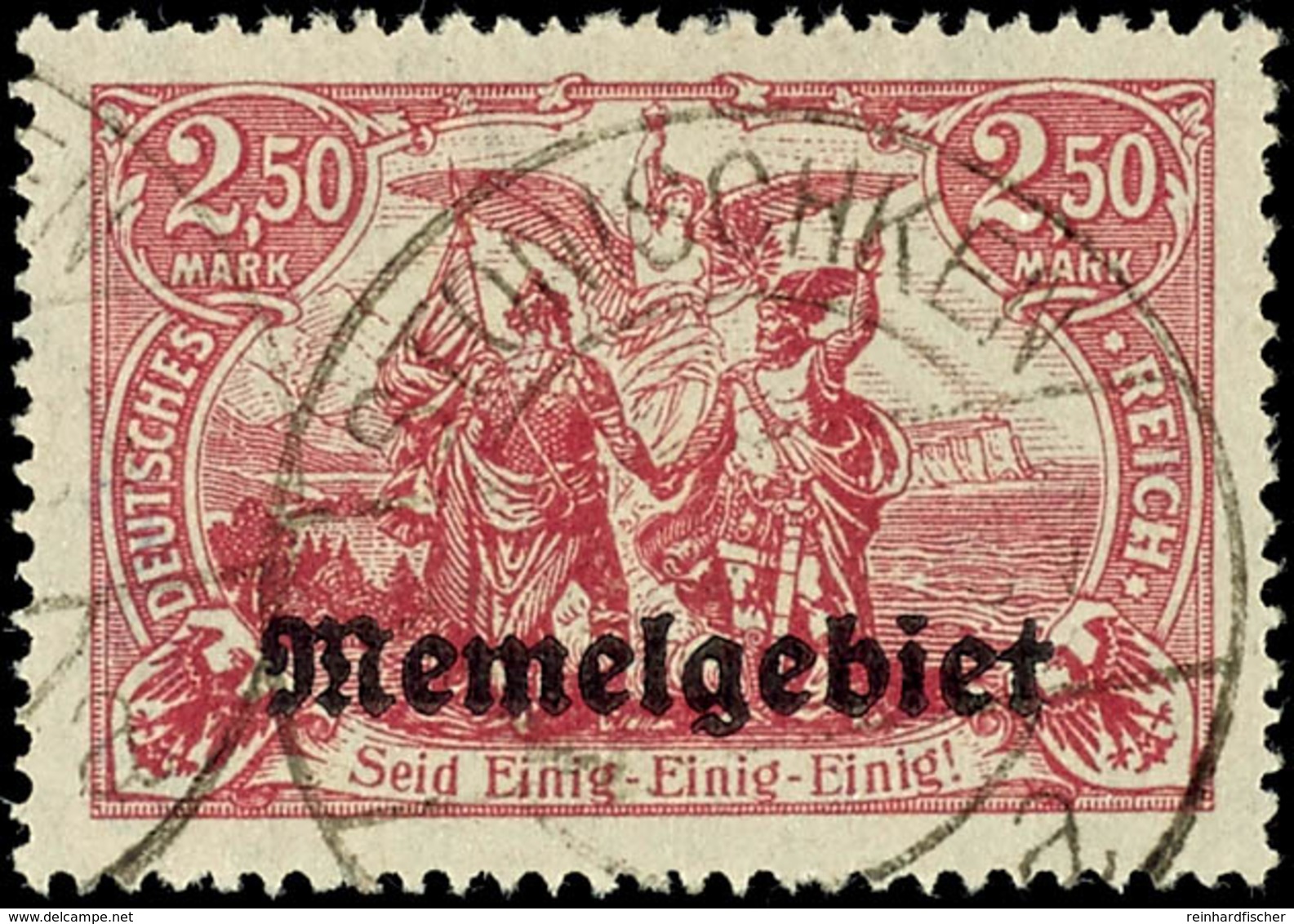 2,50 Mk Lilarot, Prachtstück Mit Stempel "STONISCHKEN", Gepr. Nagler VP, Mi. 80,-, Katalog: 13a O - Memel (Klaipeda) 1923