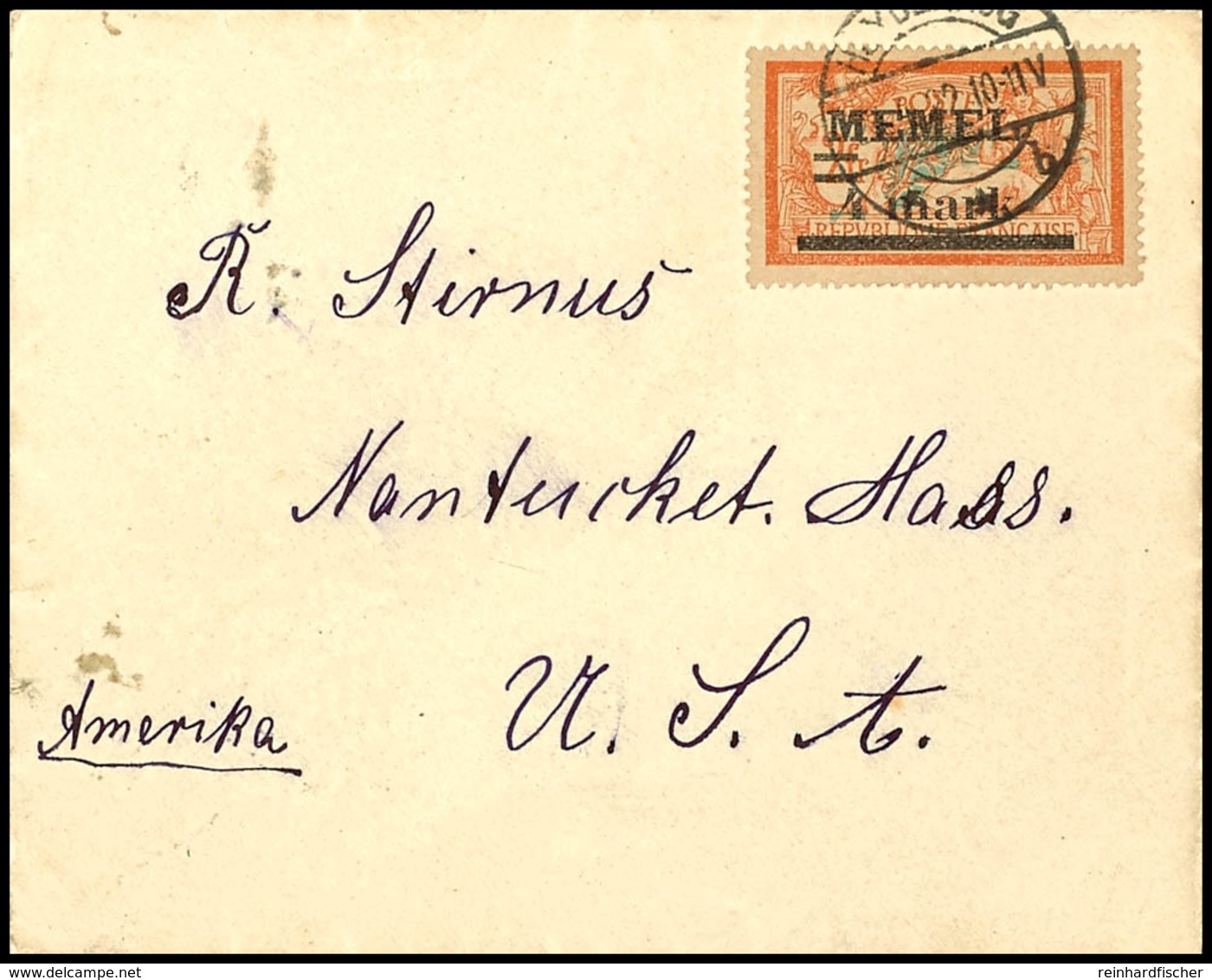 4 Mark Auf GC-Papier Als Portogerechte EF Auf Auslandsbrief In Die USA, Leichte Beförderungsspuren, Mi. 180.-, Katalog:  - Klaipeda 1923