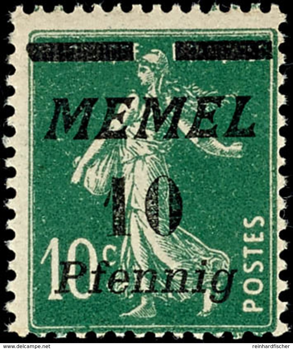 10 Pfg Auf 10 C. Freimarke, Dunkelgrün, Tadellos Postfrisch, Gepr. Dr. Petersen BPP, Mi. 80.-, Katalog: 54b ** - Memel (Klaipeda) 1923