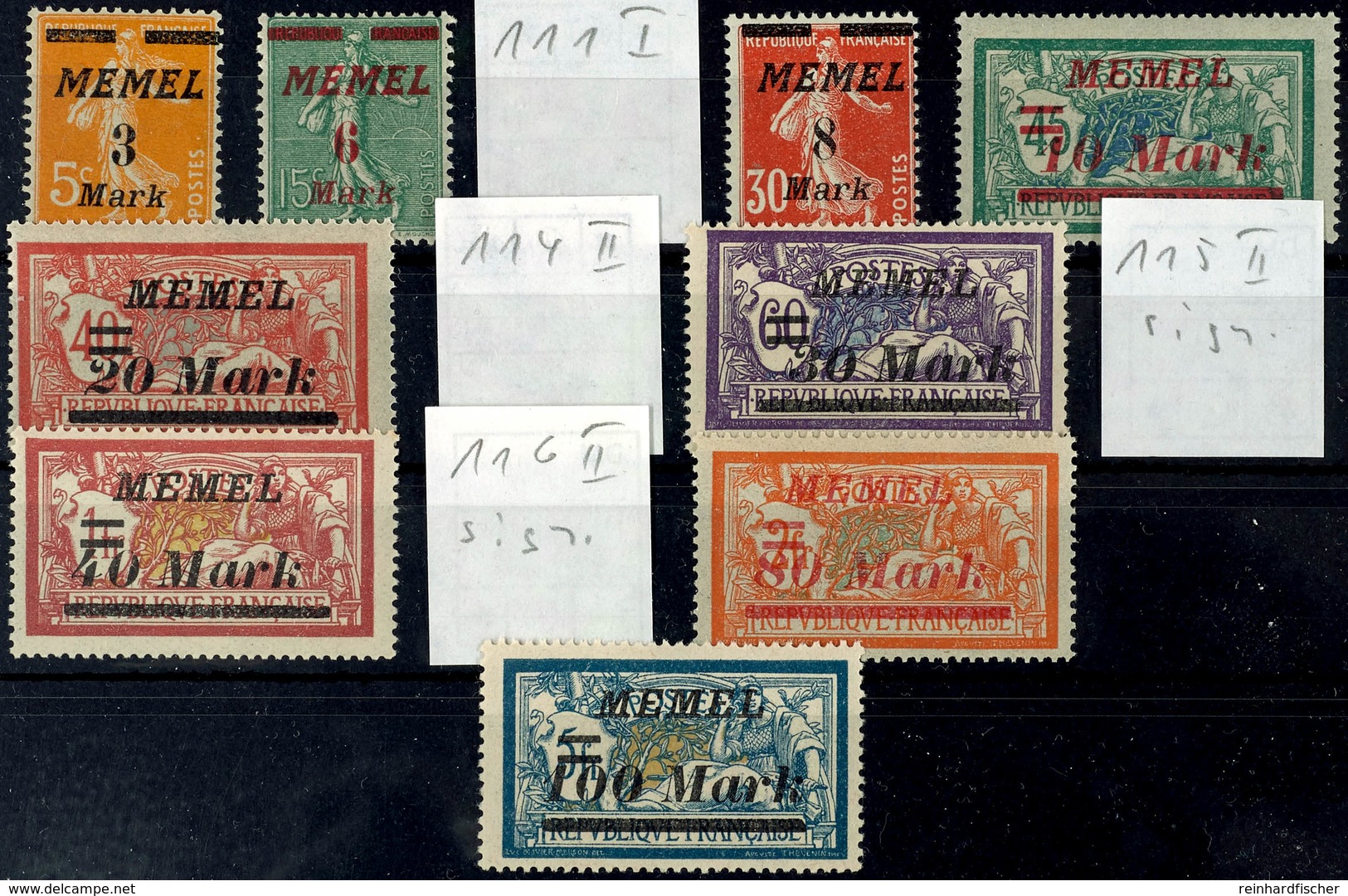 3 M Auf 5 C - 100 M Auf 5 Fr. Freimarken, Kpl. Satz, Dabei 111I, 114II, 115II Und 116II Je Gepr. Huylmans BPP, Mi. 119.- - Klaipeda 1923