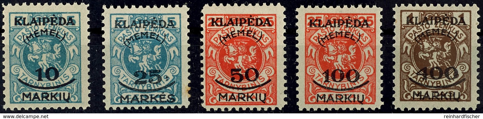 10 M Auf 5 C Bis 400 M Auf 1 L Komplett Tadellos Postfrisch, Mi. 120.-, Katalog: 124/28 ** - Memel (Klaipeda) 1923