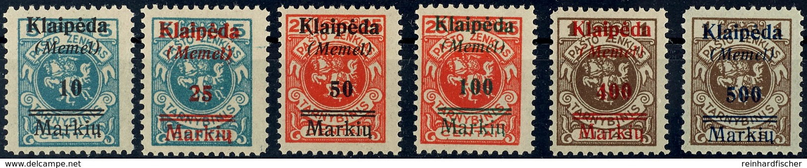 10 M Auf 5 C Bis 500 M Auf 1 L Komplett Tadellos Postfrisch, Mi. 120.-, Katalog: 129/34 ** - Klaipeda 1923