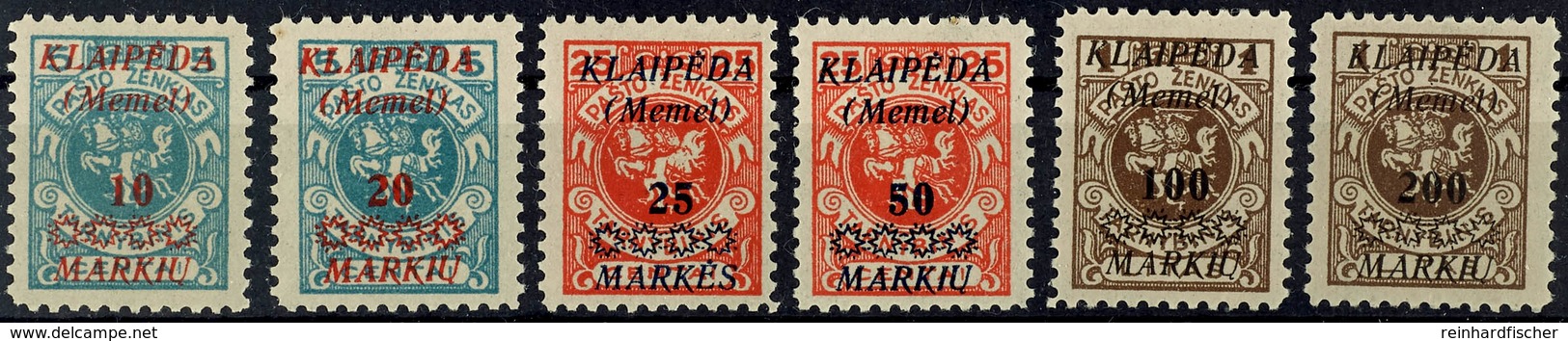 0 M. Auf 5 C. Bis 200 M. Auf 1 L., Tadellos Postfrisch, Mi. 220.-, Katalog: 135/40 ** - Klaipeda 1923