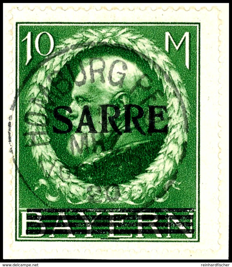 10 M. Schwarzgelbgrün, Tadelloses Briefstück, Gepr. ARGE Saar, Mi. 320.-, Katalog: 31 BS - Sonstige & Ohne Zuordnung