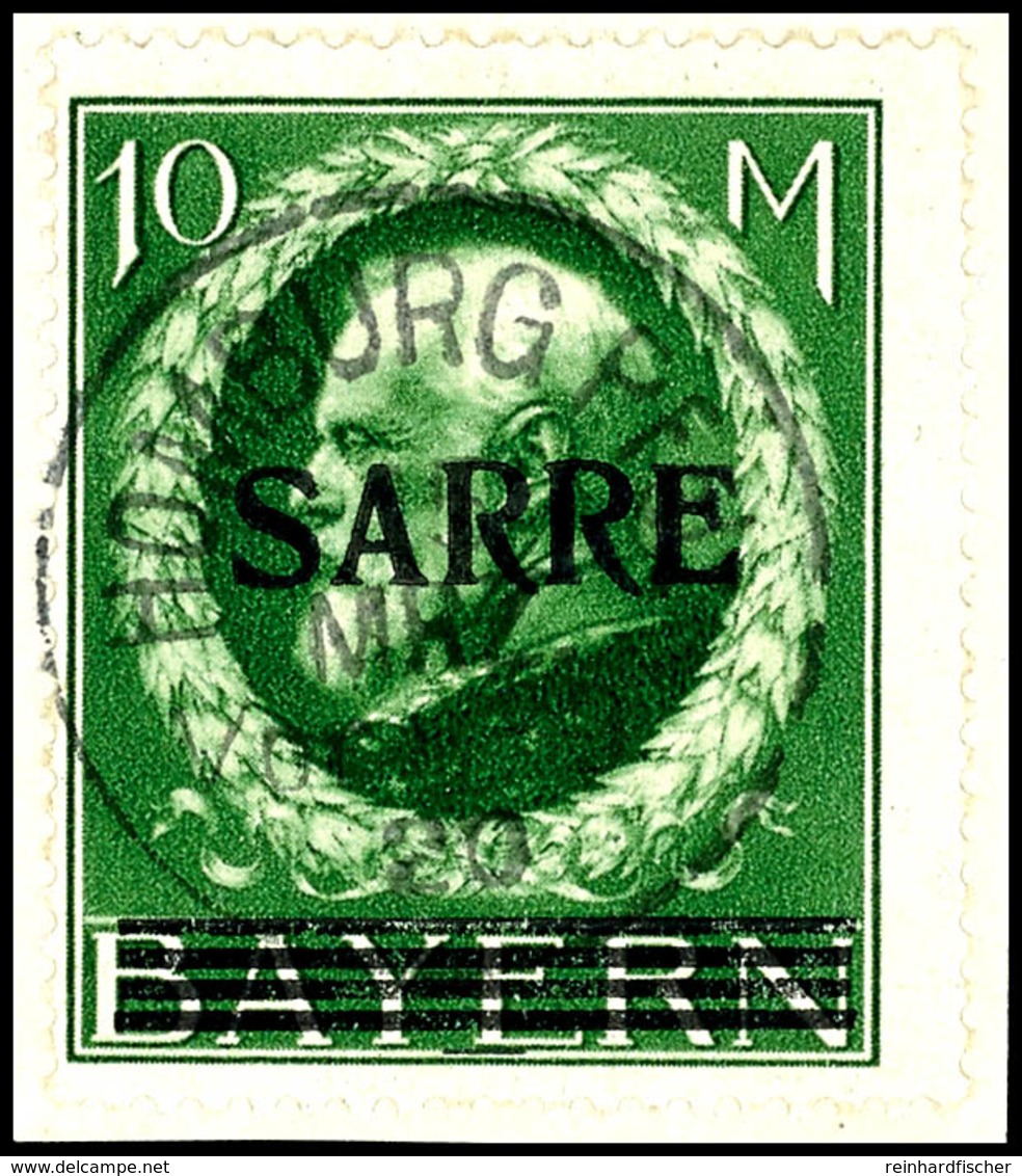 10 M. Schwarzgelbgrün, Tadelloses Briefstück, Gepr. ARGE Saar, Mi. 320.-, Katalog: 31 BS - Other & Unclassified