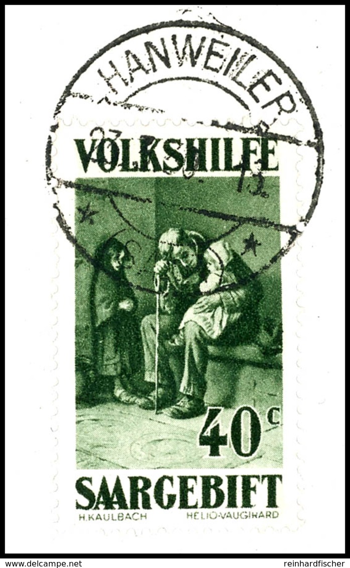 40 Cent Volkshilfe 1929, Plattenfehler "F Statt E", Gestempelt "HANWEILER" Auf Kabinettbriefstück, Fotobefund Ney VP (20 - Other & Unclassified