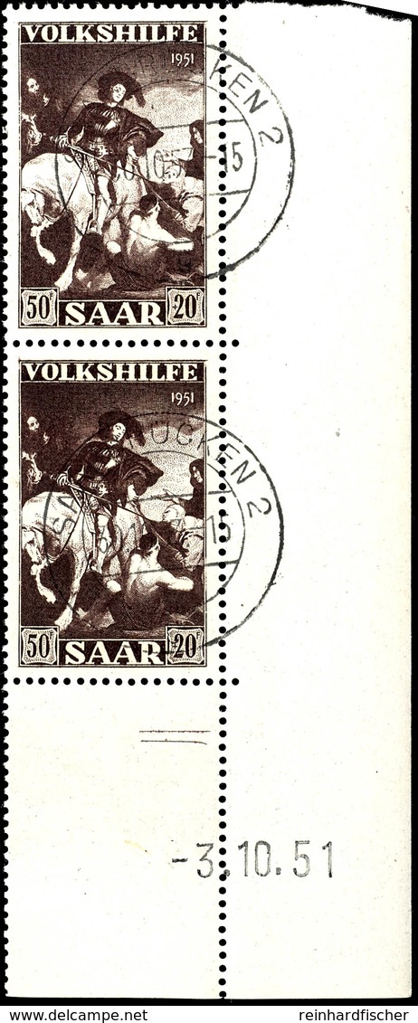 50 + 20 Fr. Volkshilfe, Senkrechtes Paar Mit Linker Unterer Bogenecke Und Druckdatum, Sauber Gestempelt "SAARBRÜCKEN 30. - Altri & Non Classificati