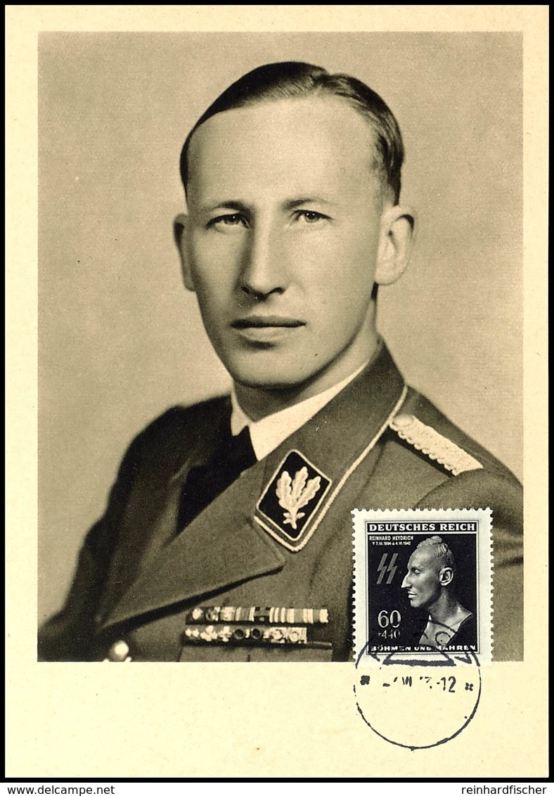 60 H. Heydrich Mit Stempel PRAG 4.VI.43 Auf Maximum-Karte "SS-Obergruppenführer Heydrich" In Tadelloser Erhaltung, Selte - Boehmen Und Maehren