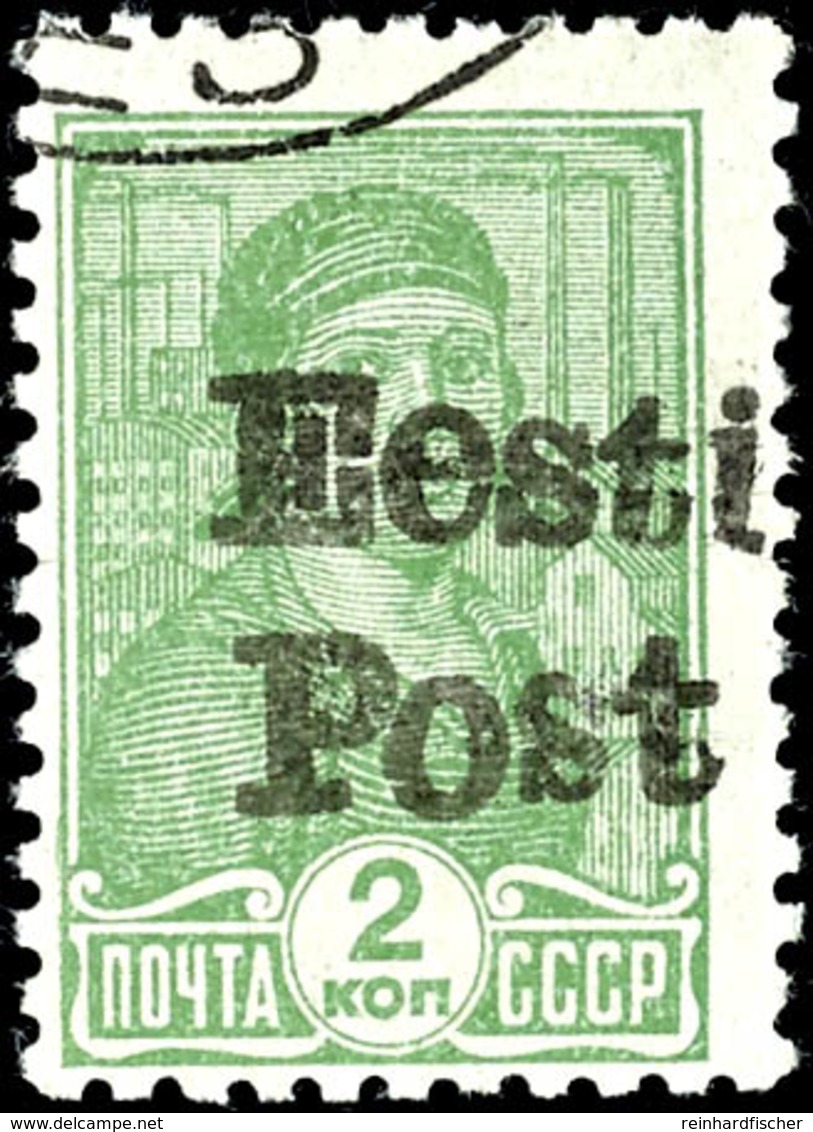 2 Kop Freimarke Mit Schwarzem Handstempel-Aufdruck "Eesti Post", Tadellos Gestempelt, Fotoattestkopie Löbbering BPP (201 - Altri & Non Classificati