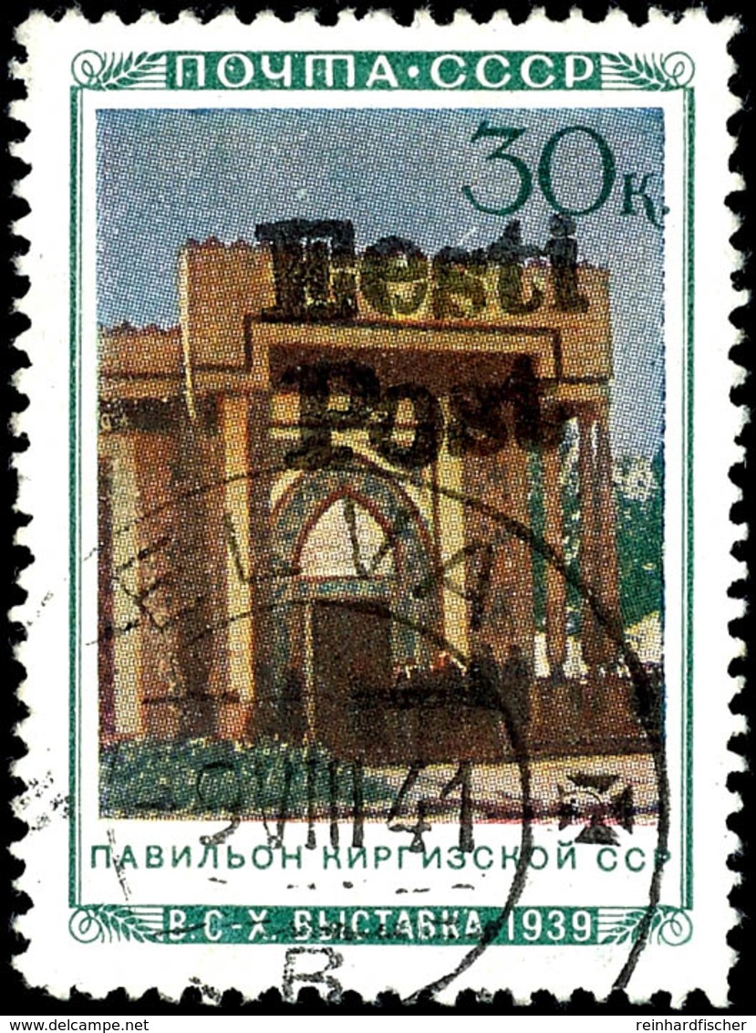 30 Kop. "Landwirtschaftsausstellung 1940 - Pavillon Kirgisische SSR" Mit Aufdruck "Eesti Post", Tadellos Gestempelt "Elv - Altri & Non Classificati