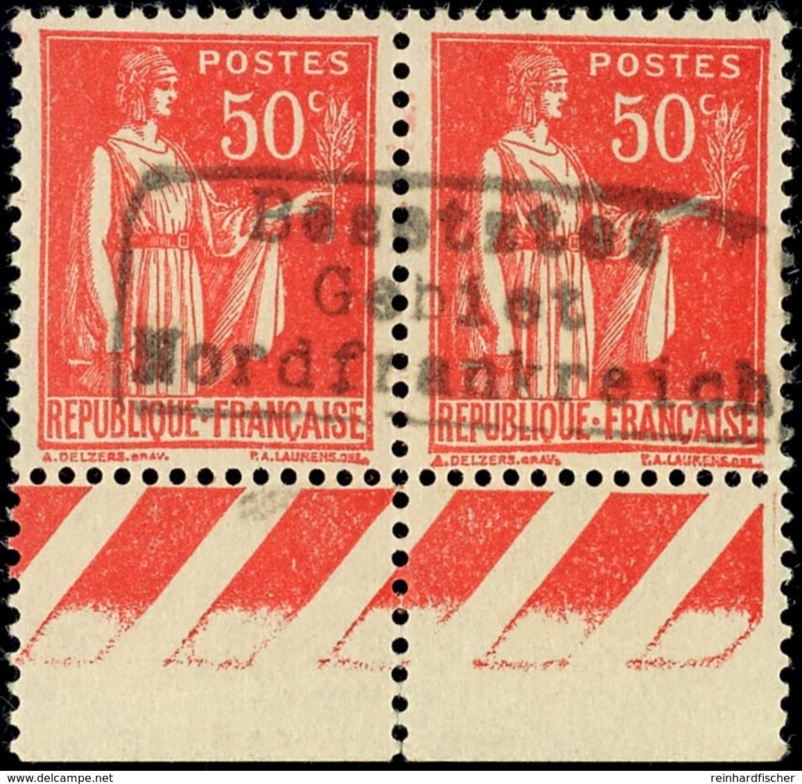 50 C. Freimarke Rot, Waagerechtes Paar Mit Aufdruck In Type I, Tadellos Postfrisch Fotoattestkopie Krischke (für Satz) " - Altri & Non Classificati