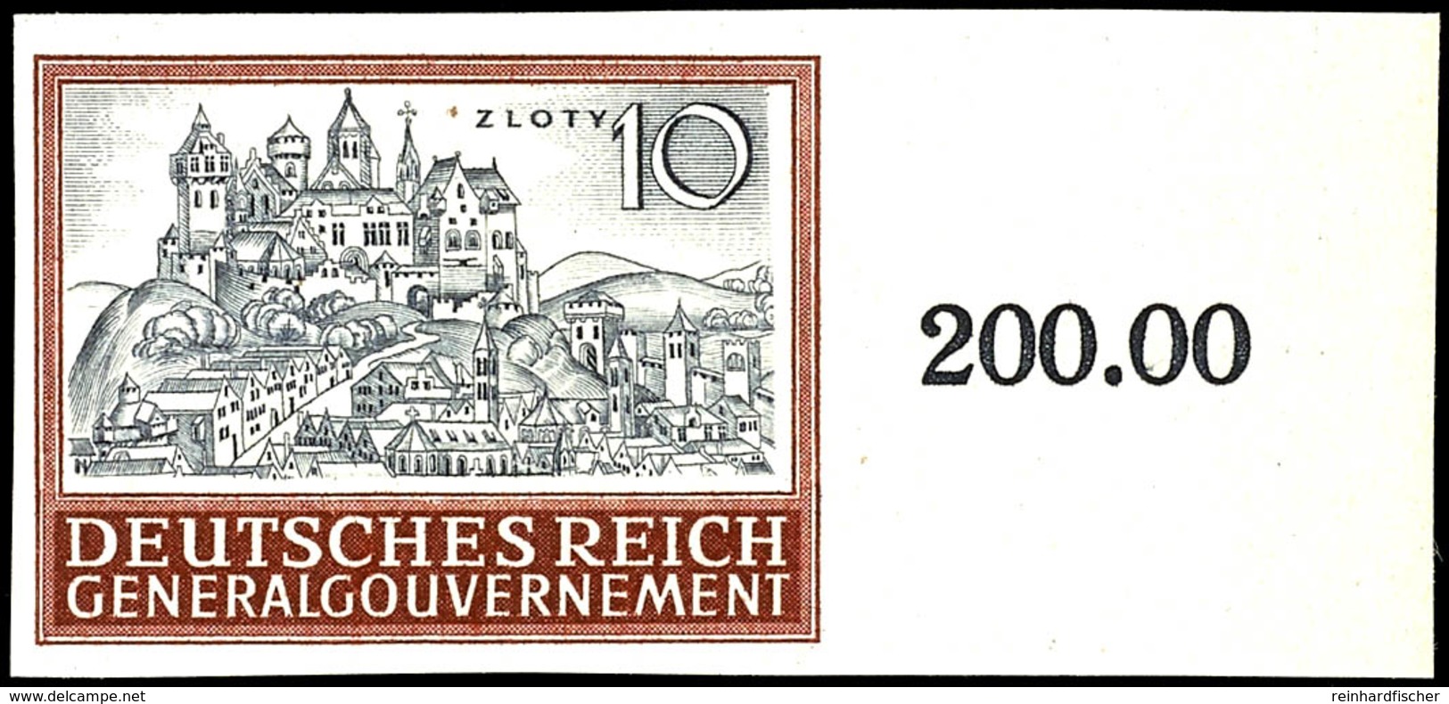 10 Zl. Bauwerke Burg Krakau Ungezähnt Mit Rechtem Bogenrand, Postfrisch Mit Voller Originalgummierung, Völlig Unsigniert - Other & Unclassified