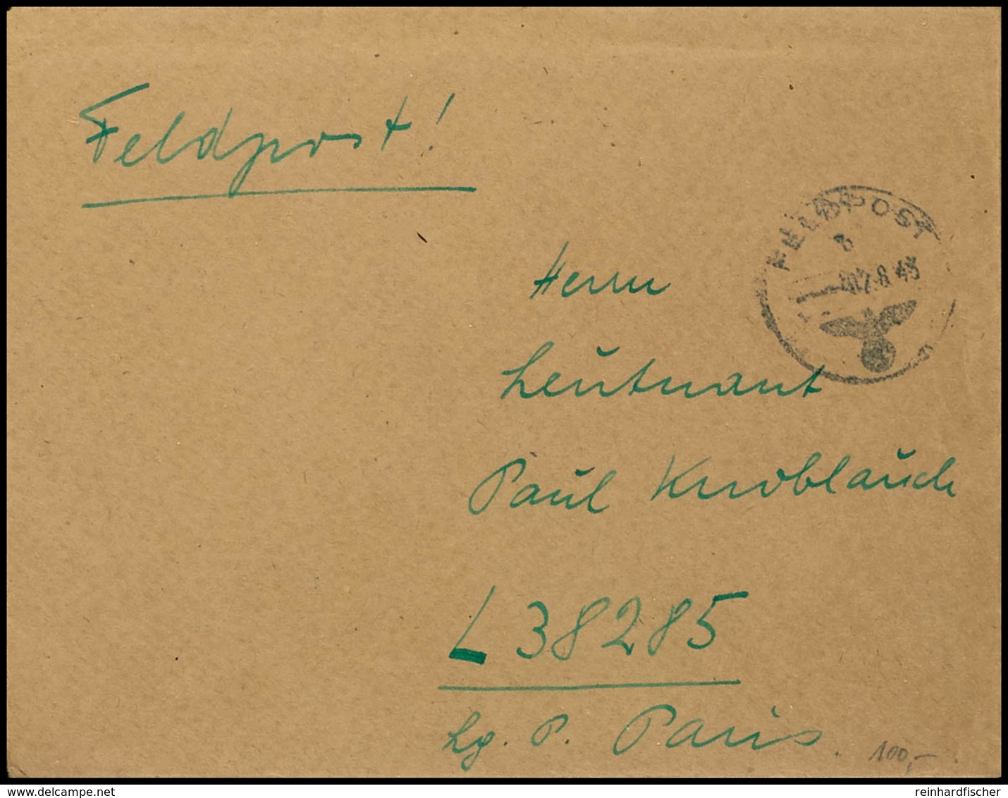 02.08.43, Feldpostbrief Front-Front Mit Normstempel "b 02.8.43" An L38285 Mit Komplettem Inhalt  BF - 2° Guerra Mondiale