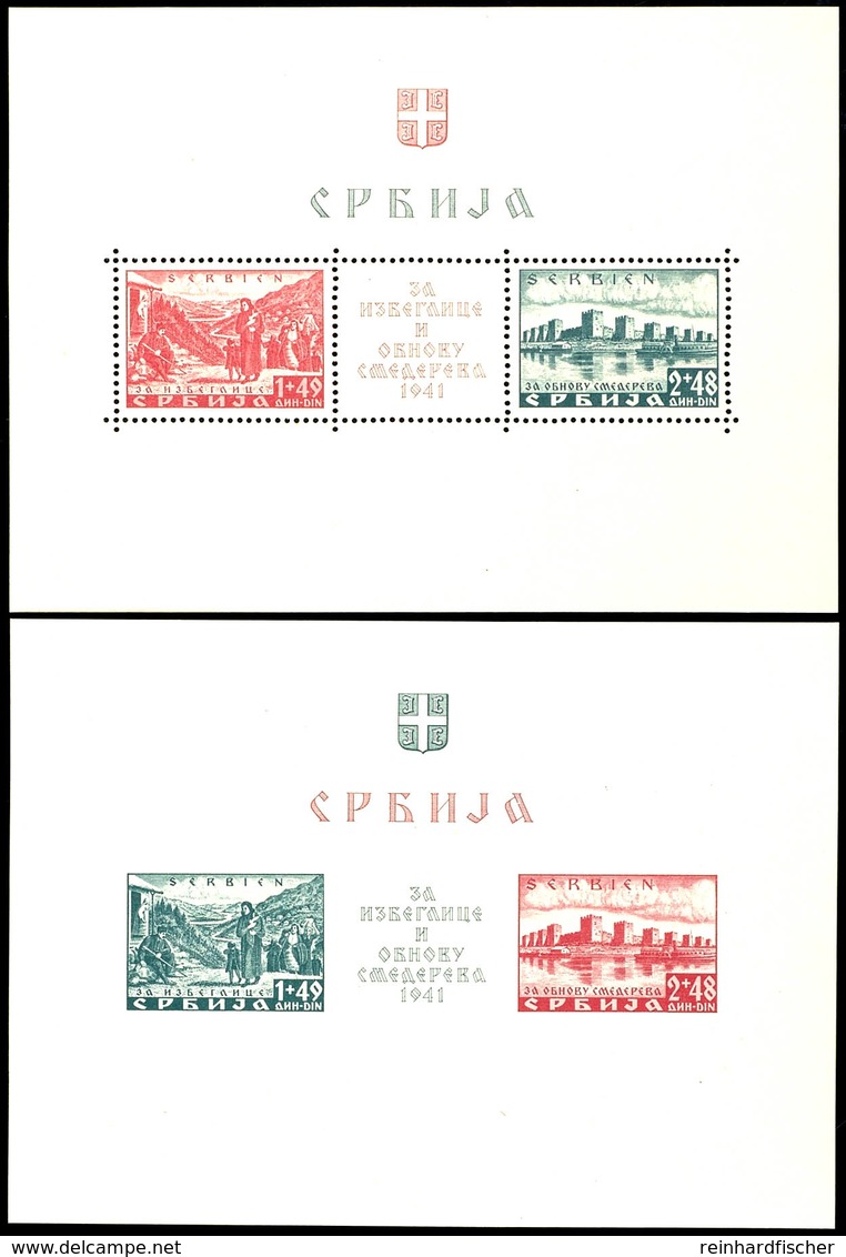 Blockausgabe Semendria, Blockpaar, Tadellos Postfrisch Mit Typischem "Serbiengummi", Unsigniert, Mi. 700.-, Katalog: Bl. - Serbia