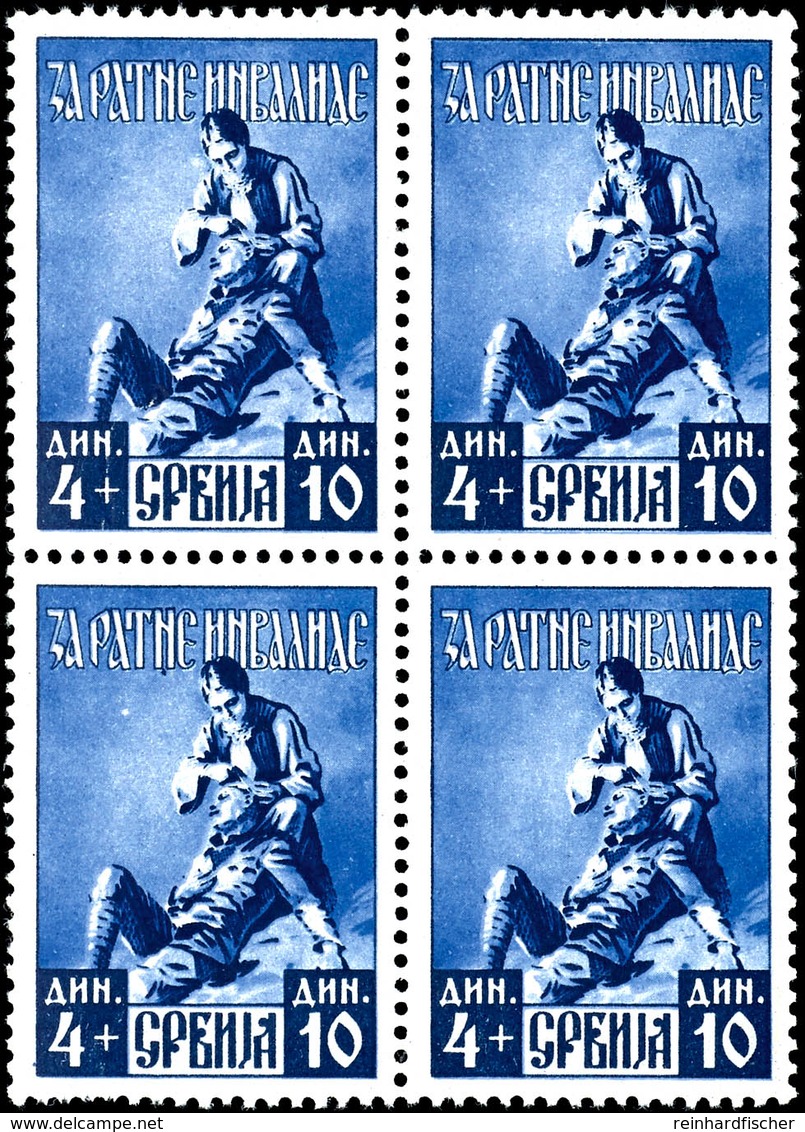 1,50 D. - 4 D. Kriegsinvaliden, Komplett In Postfrischen 4er  - Blocks, Mi. 180.-, Katalog: 86/89 ** - Serbia