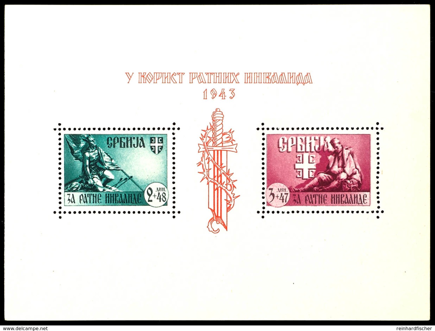Kriegsinvaliden - Blockpaar, Postfrisch, Gepr. Brunel BPP, Mi. 600.-, Katalog: Bl.3/4 ** - Serbia