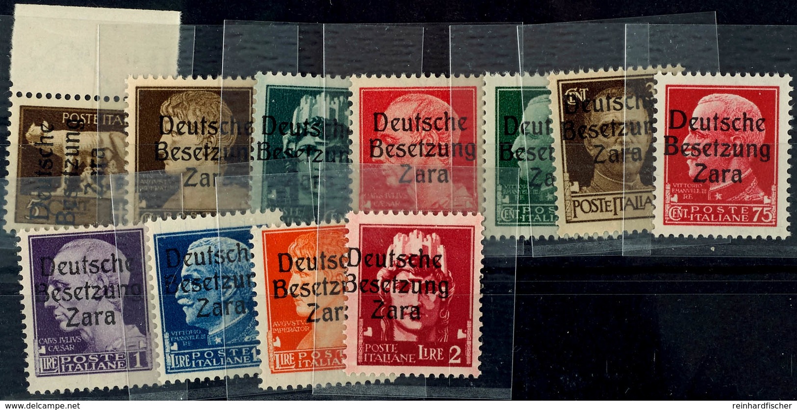 5 Centesimi - 2 Lire Freimarken (ohne 35 C.) Mit Aufdruck "Deutsche Besetzung Zara" In Type I Bzw. 5 C Und 75 C In Type  - Occup. Tedesca: Zara