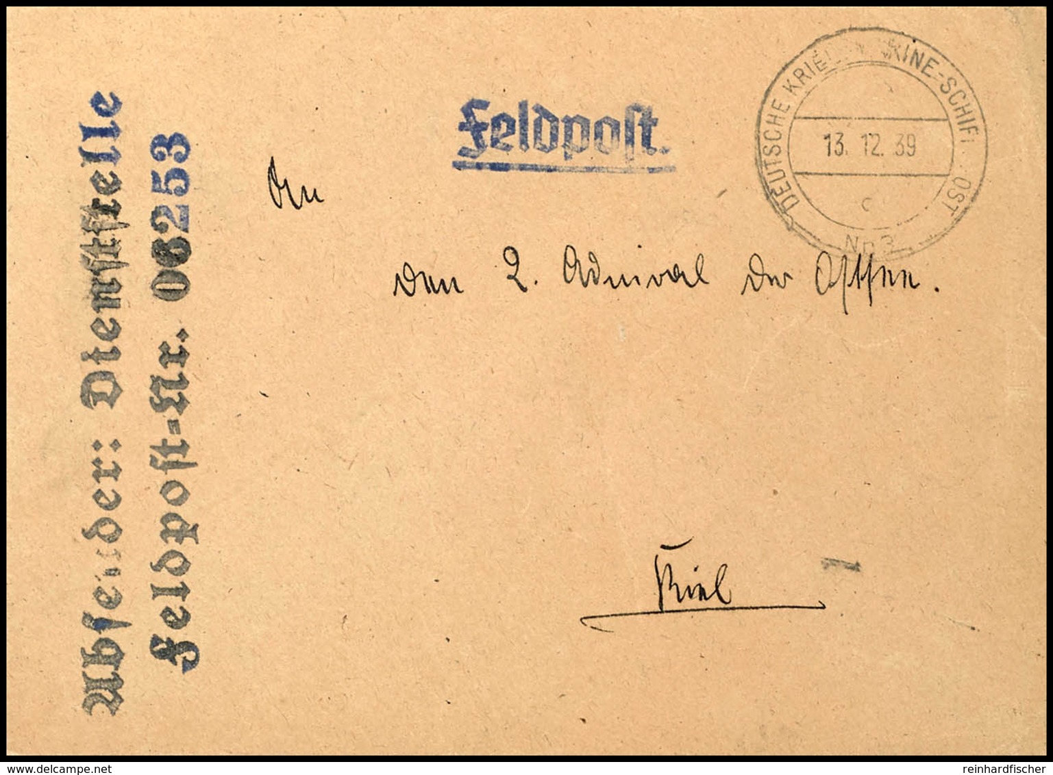 1939, Feldpost-Dienstbrief Mit Marineschiffspost-Stpl. DEUTSCHE KRIEGSMARINE - SCHIFFSPOST Nr. 3 Vom 13.12.39 Sowie Mit  - Other & Unclassified