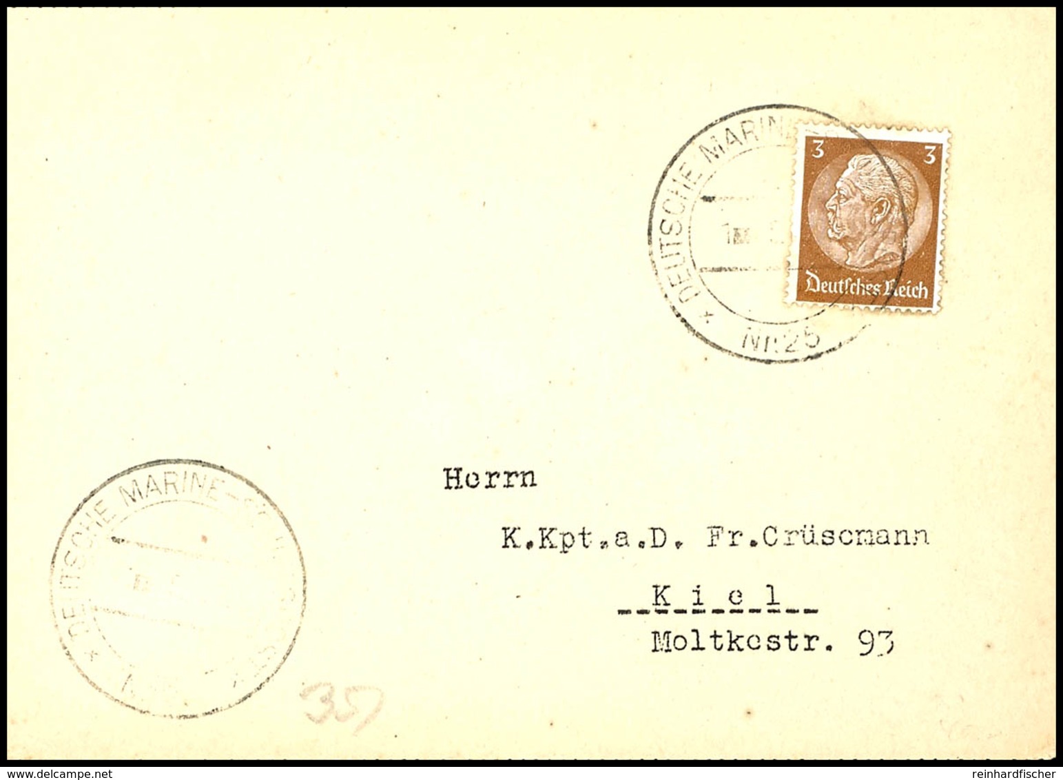 1939, Marineschiffspost-Stpl. DEUTSCHE KRIEGSMARINE Nr. 25 Vom 1.5.39 (schwach Abgeschlagen) Auf Textloser Postkarte Mit - Other & Unclassified