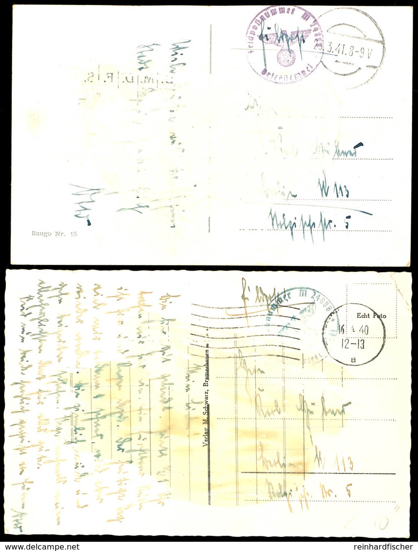 1940 Und 1941, Feldpost-Ansichtskarte (Bahnhof Wesermünde) Mit Stummem Maschinen-Stpl. Vom 16.4.40 Und Brief-Stpl. Feldp - Other & Unclassified