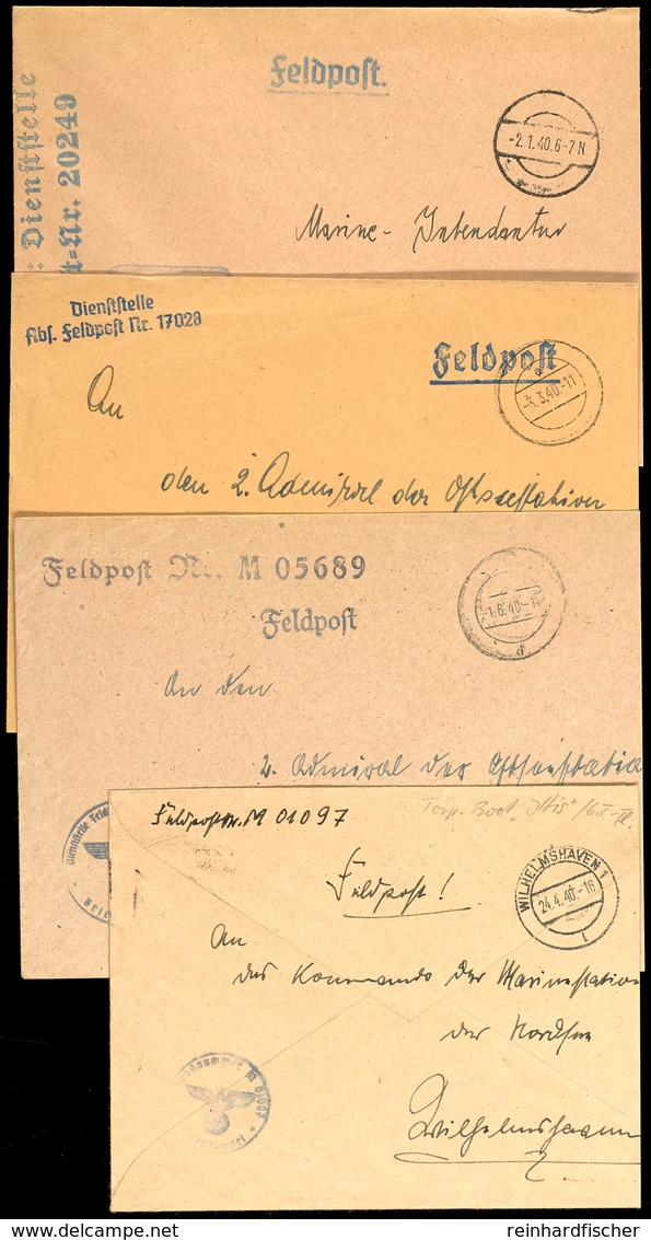 1940, 4 Feldpost-Dienstbriefe: Vom 2.1.40 Mit Feldpost-Nr. 20249 = Torpedoboot "Albatros", Vom 3.3.40 Mit Feldpost-Nr. 1 - Other & Unclassified