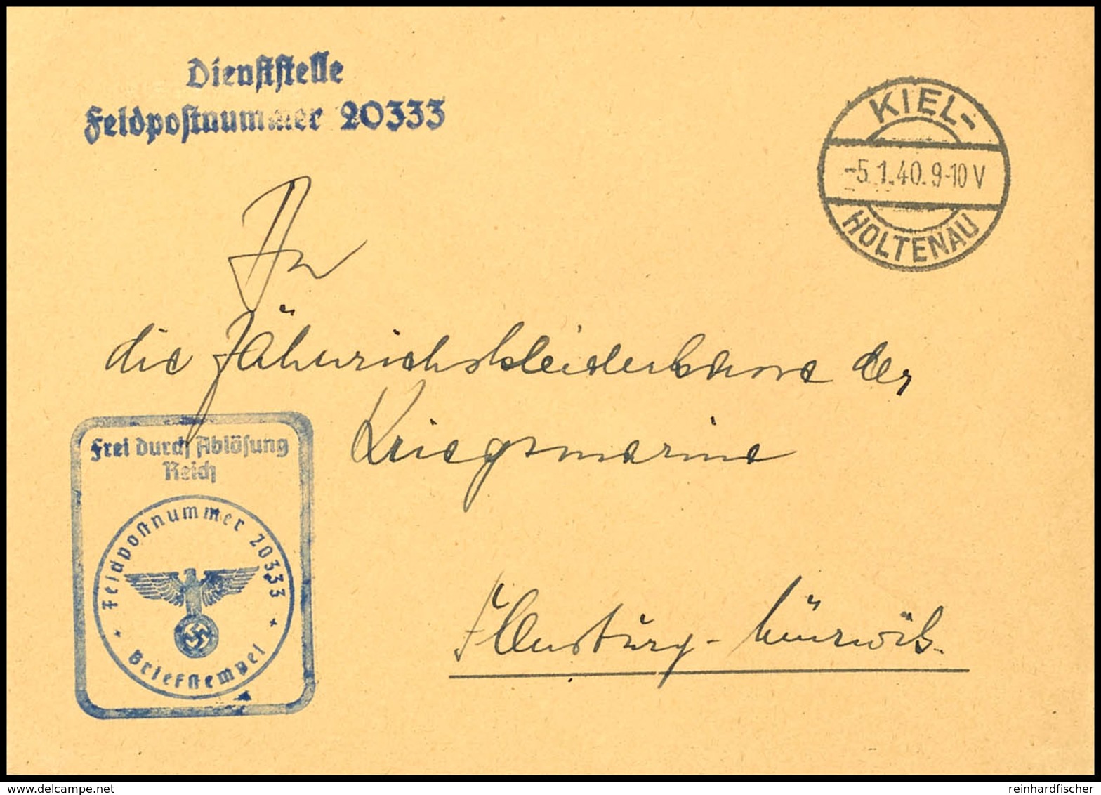 1940, 9 Feldpost-Dienstbriefe Von Januar Bis Mai 1940 Mit Brief-Stpl. "Frei Durch Ablösung Reich" Und Dienst-Stpl. Feldp - Other & Unclassified