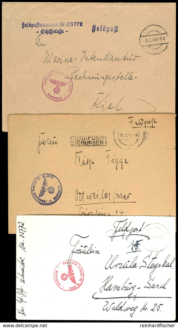 1942, Feldpost-Brief Mit Maschinenwerbe-Stpl. Vom 21.1.42 Sowie Mit Brief-Stpl. Und Absenderangabe Feldpost-Nr. M 03772  - Altri & Non Classificati