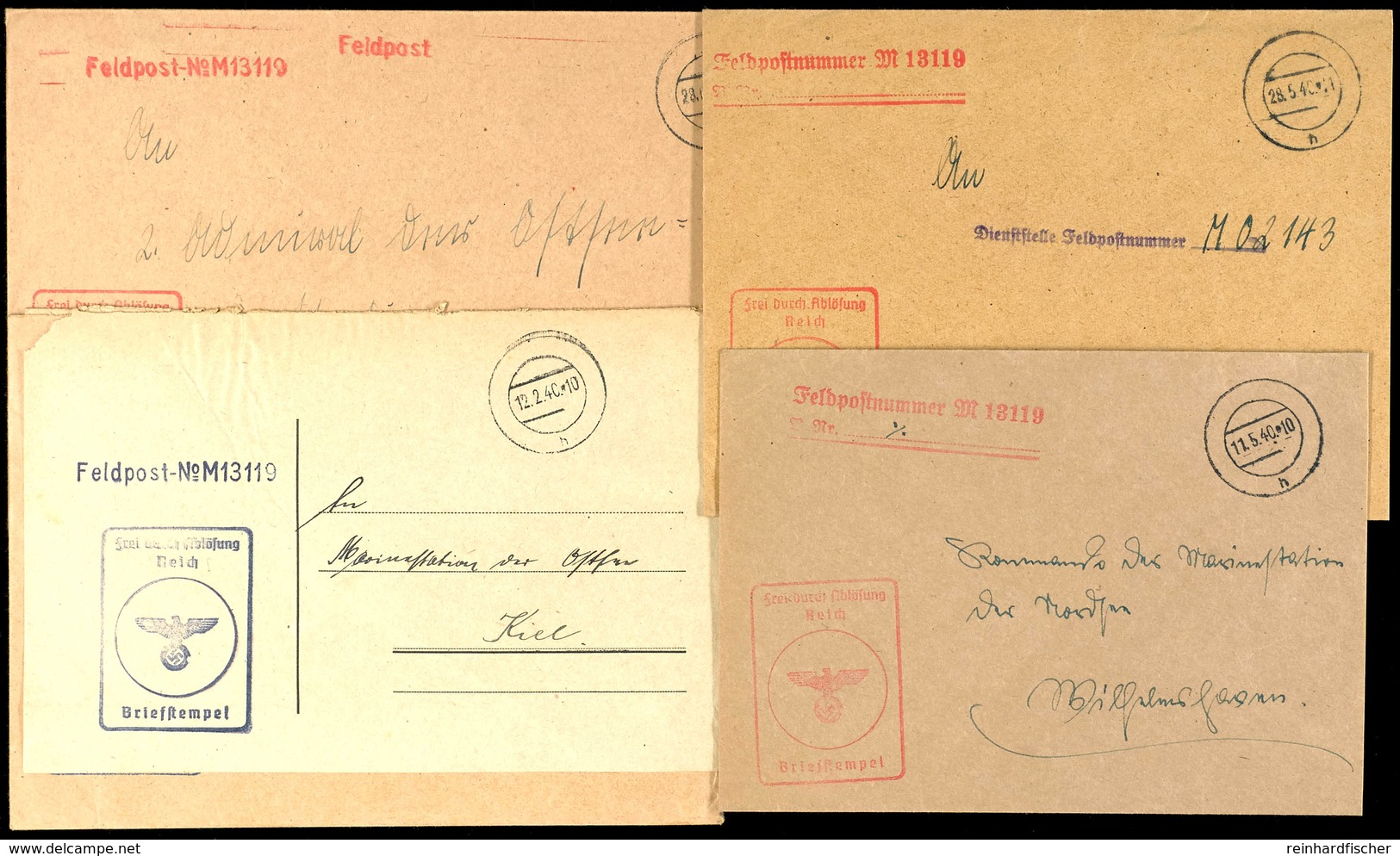 1939/40, 4 Feldpost-Dienstbriefe Mit Stummem Stpl. Vom 28.12.39, 12.2.40, 11.5.40 Und Vom 28.5.40 Sowie Jeweils Mit Brie - Other & Unclassified