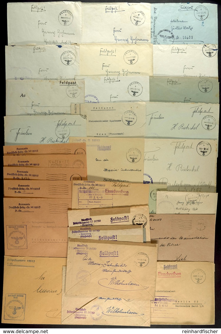 1939/44, Kriegsmarine, 30 Feldpost-Briefe Der 4., 5. Und 6. Vorposten-Flottille, Dabei 2 Feldpost-R-Briefe Aus 1941 Der  - Other & Unclassified