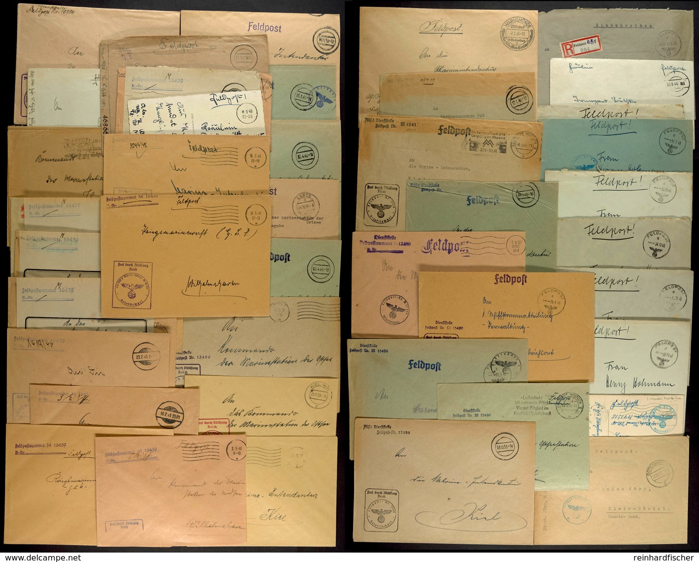 1939/44, Kriegsmarine, 45 Feldpost-Briefe Und -Karten Der 1., 2. Und 3. Vorposten-Flottille, Dabei Ein Feldpost-R-Brief  - Other & Unclassified