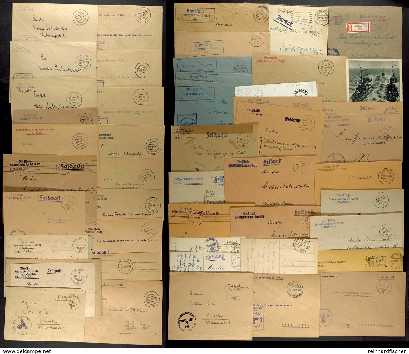 1939/44, Kriegsmarine, 49 Feldpost-Briefe Der 4., 5., 6., 7., 8., 9. Und 10. Minensuch-Flottille, Dabei Ein Feldpost-Bri - Other & Unclassified