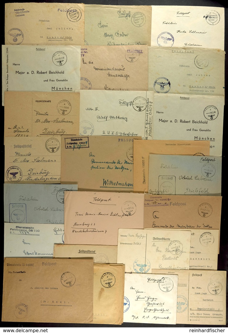 1940/44, Kriegsmarine, 22 Feldpostbriefe (zum Teil Mit Inhalt) Und -karten Von Hafenschutz-Flottillen, Küstenschutz-Flot - Other & Unclassified