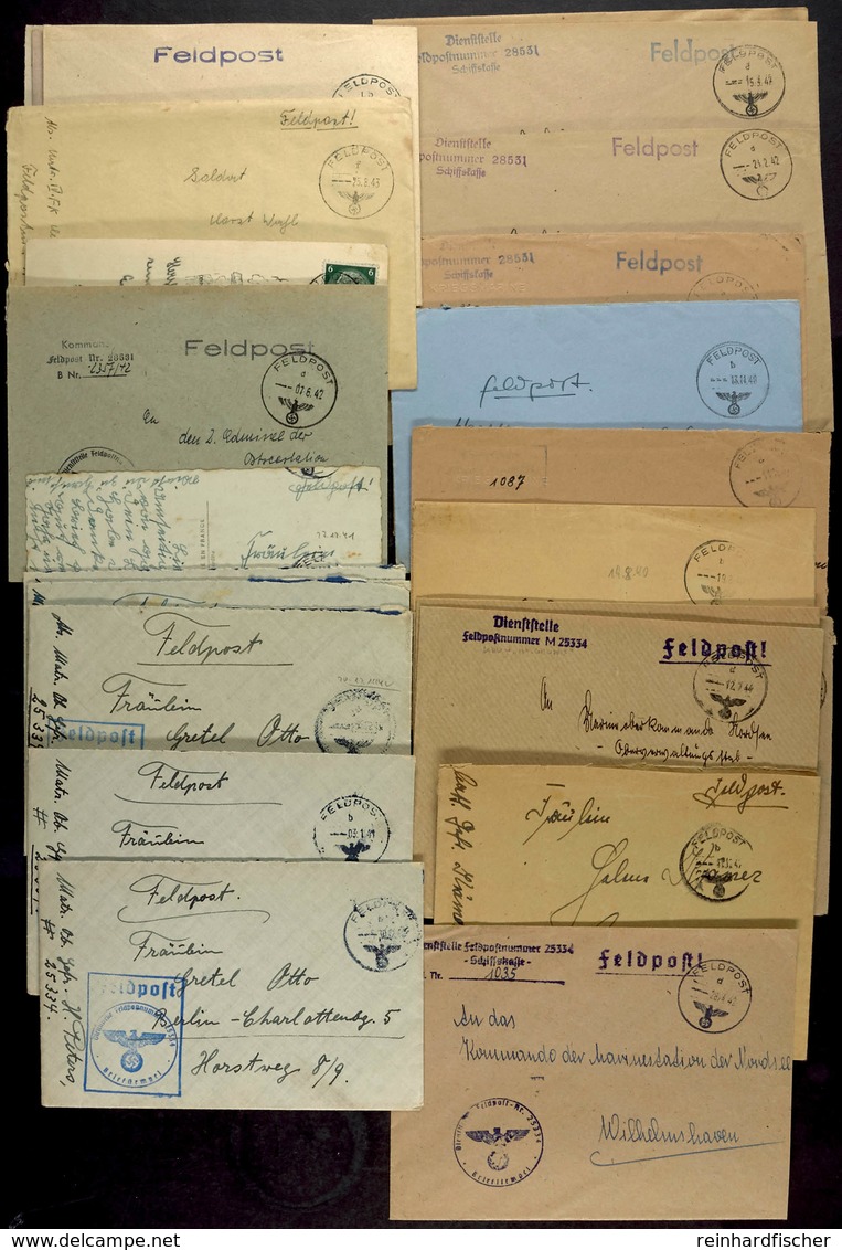 1940/44, Kriegsmarine, 25 Feldpost-Briefe Und -Karten Der 40. Und 42. Minensuch-Flottille, Unterschiedliche Erhaltung  B - Other & Unclassified